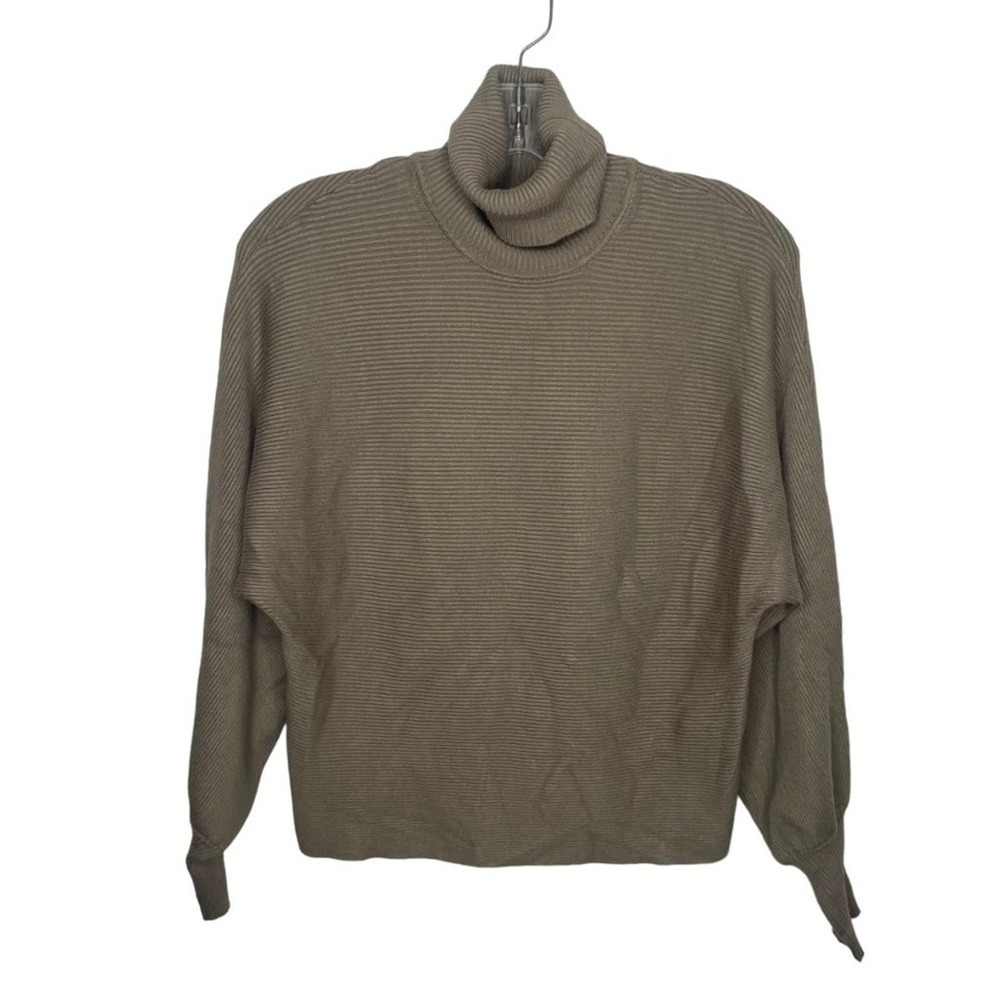 Pink Rose Vintage Turtleneck Ribbed Knit Dolman Sleeve Sweater XS Taupe